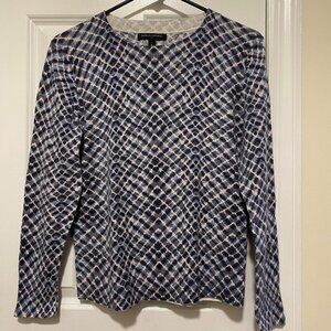 Banana Republic Blue Printed Sweater, Petite Medium